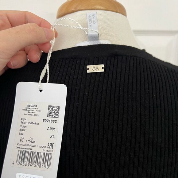 Escada Womens Black Scoop Neck Sleeveless Knit Tank Top Size XL NWT - Picture 5 of 8